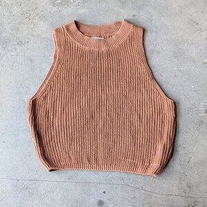 Reformation Brown Knit Sleeveless Linen Blend Lilac Top in Chestnut medium